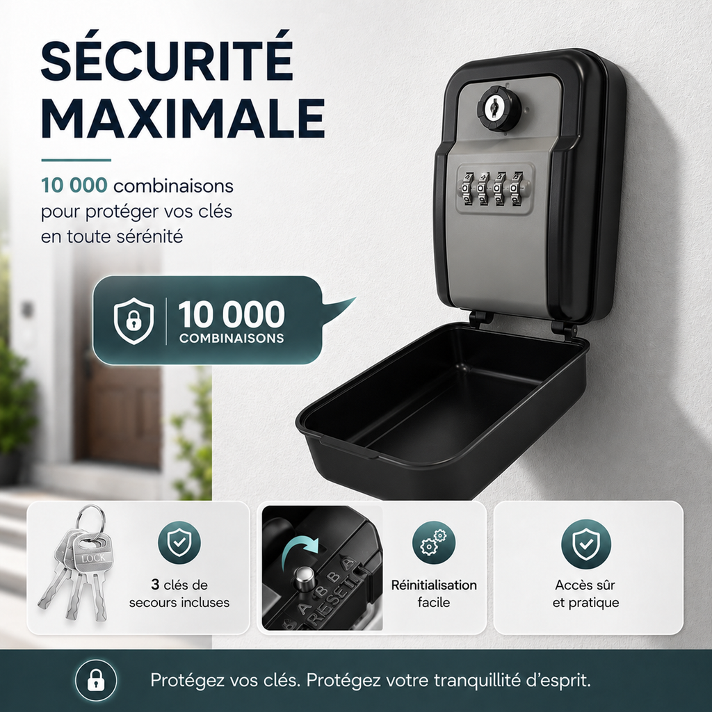 Boîte à clés murale 4 chiffres avec 2 clés – LDS®