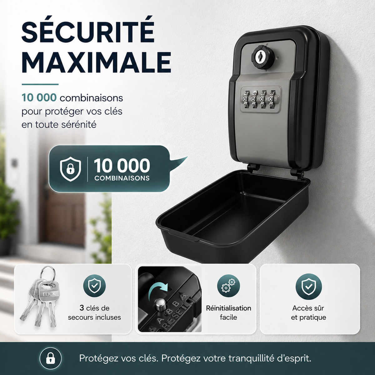 Boîte à clés murale 4 chiffres avec 2 clés – LDS®