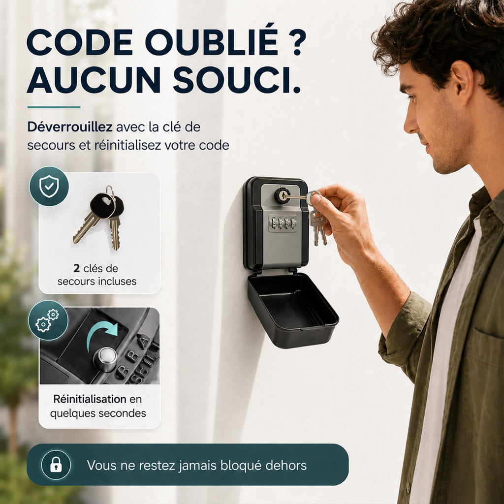 Boîte à clés murale 4 chiffres avec 2 clés – LDS®
