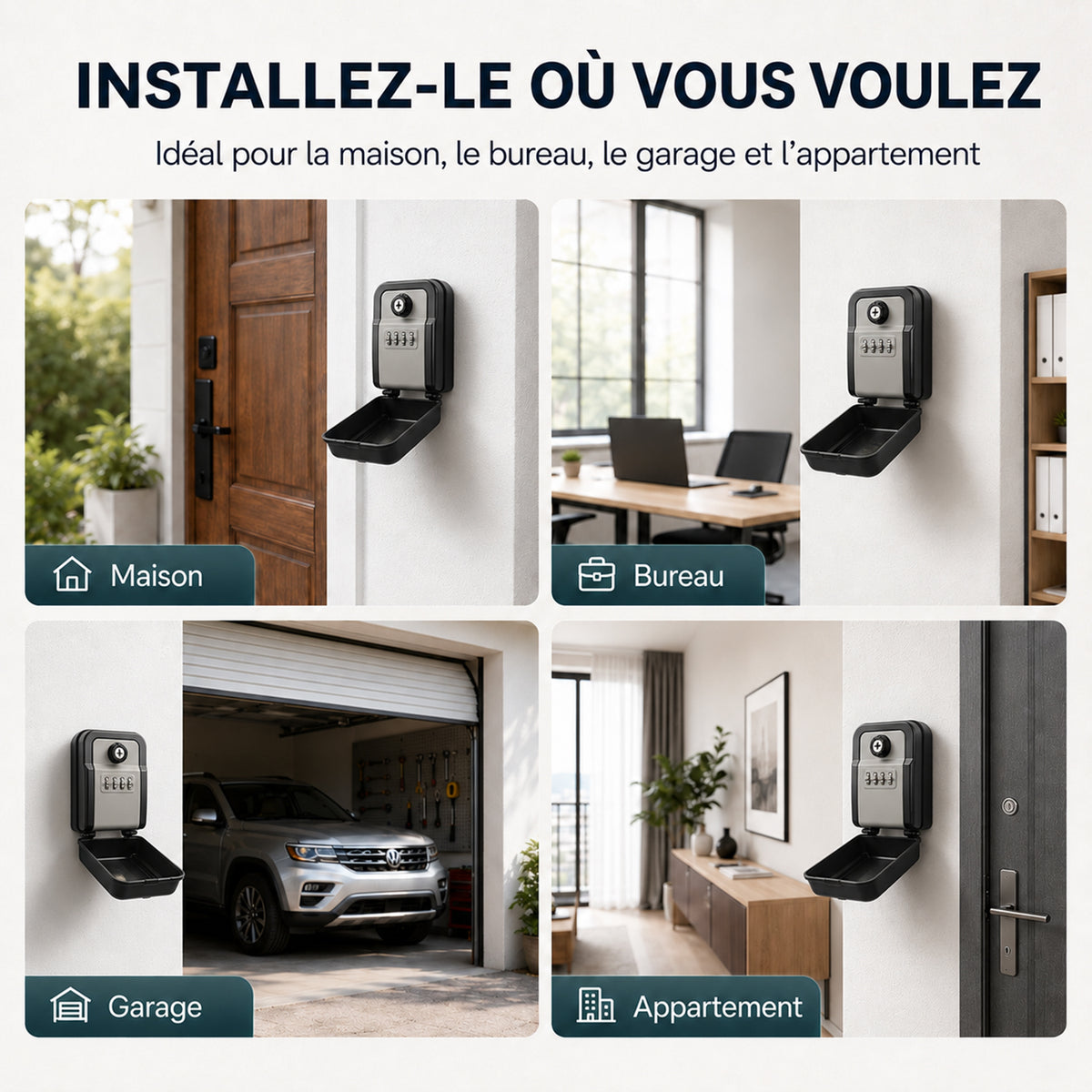 Boîte à clés murale 4 chiffres avec 2 clés – LDS®
