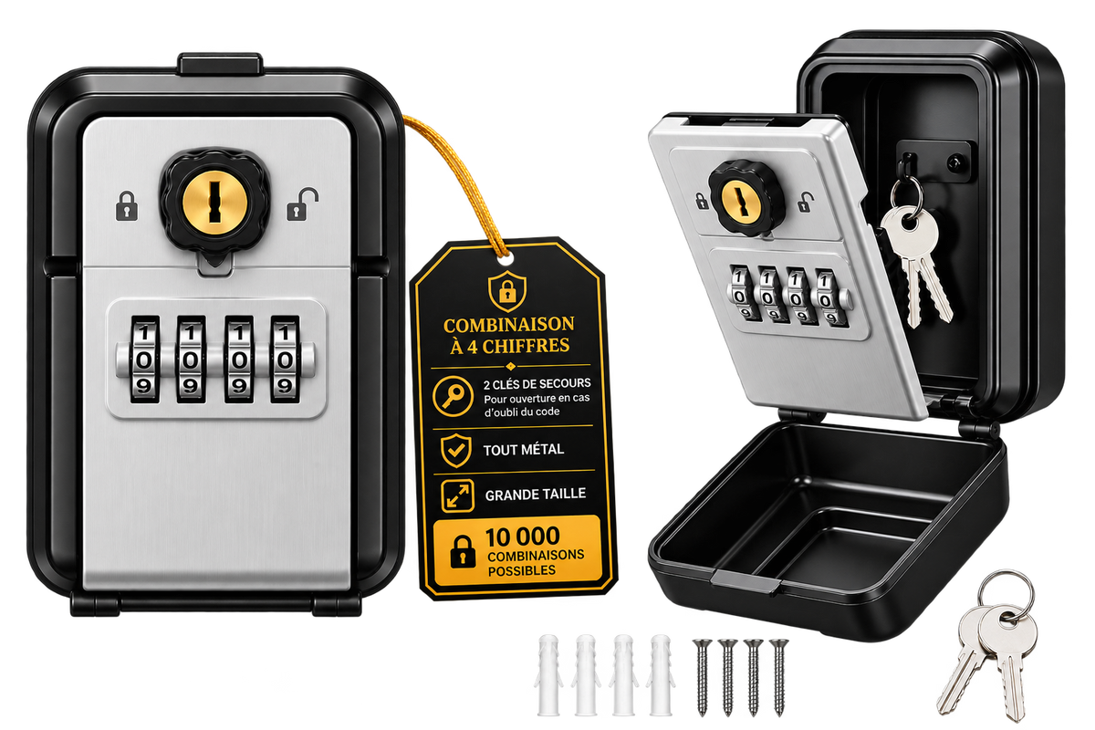 Boîte à clés murale 4 chiffres avec 2 clés – LDS®